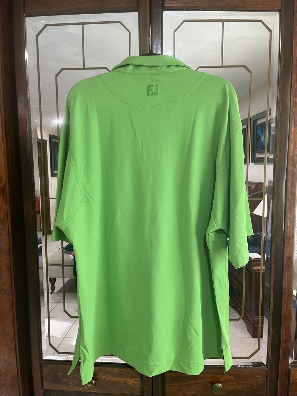 FootJoy Men's Bright Lime Green Polo Shirt XL - Picture 3 of 7